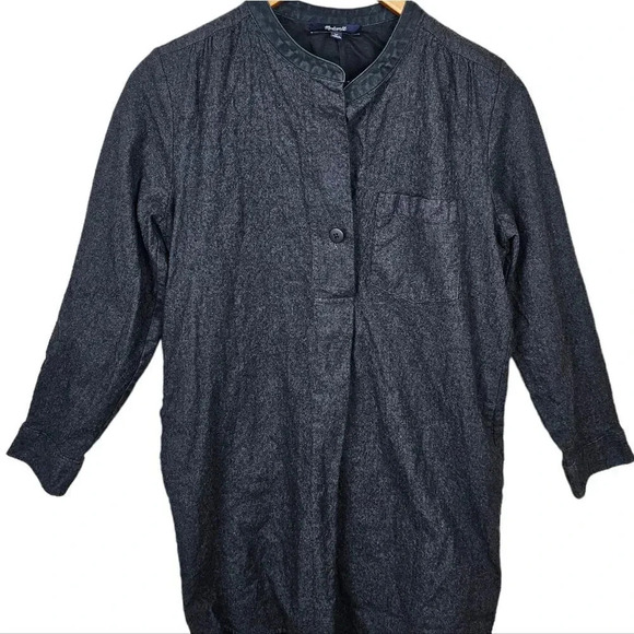 Madewell Madewell Charcoal Gray Wool Cotton Flannel Latitude Shirtdress E0910 - Picture 3 of 11